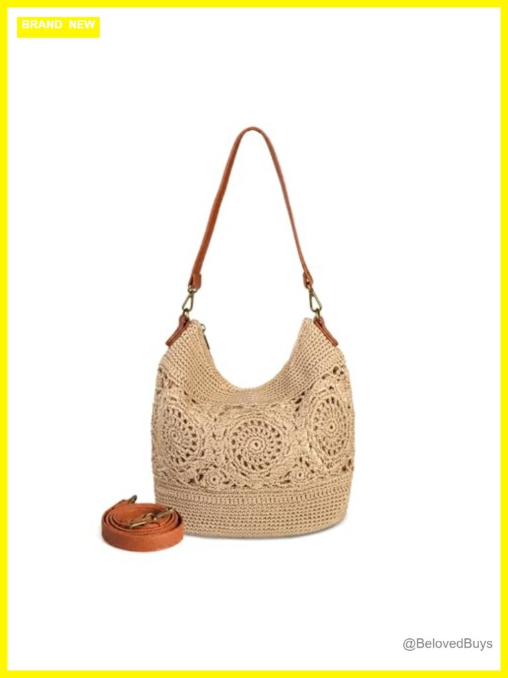 Handmade Boho Crochet Crossbody Bag Hobo Purse Large Tote for Travel Daily Use